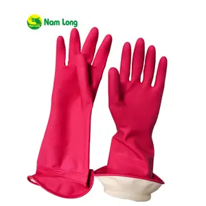 33cm warm Latex cleaning Gloves / Rubber gloves with cotton lining for inside made in Vietnam protect skin hand use for cleaning