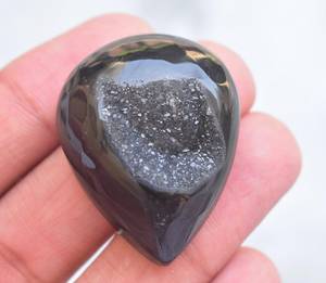 หินโมราสีดำ Druzy,หินขัดธรรมชาติสำหรับสามีของขวัญโมราสีดำจี้อัญมณีดรูซี่ - Product Image 4
