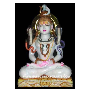 Magnifique statue de Shiva en marbre blanc naturel, faite à la main, en position assise, avec un design créatif pour la décoration de temple, vente en gros - Product Image 1