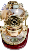 Casque de plongée miniature vintage personnalisé en métal, laiton et cuivre, avec logo imprimé UV couleur unie, décoration nautique artisanale pour la maison