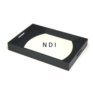 ถาดเสิร์ฟขนมทรงสี่เหลี่ยมผืนผ้าขนาดใหญ่สำหรับตกแต่งอาหารโบราณสีดำดีไซน์คลาสสิก - Product Image 1