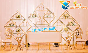 Golden <b>Mirror</b> Metal Wedding Backdrop for Event Modern Wedding Decor Metal Stands Backdrop Luxurious Gold Wedding Metal Panels - Product Image 5