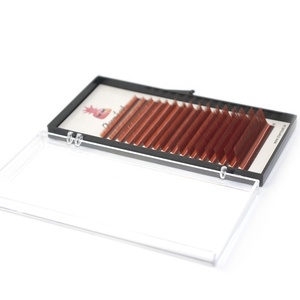 Dark Brown Korean PBT Fiber Super Soft Single Eyelash Extensions CC Curl No Glue Residue Eco-Friendly <b>Paper</b> Box - Product Image 5