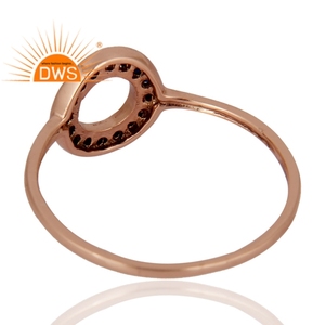 Anillo de Compromiso de Oro Rosa de 9k, Anillo de Oro Sólido con Incrustaciones de Zafiro Azul, Joyería Moderna Unisex para Mujer, Venta al por Mayor - Product Image 3