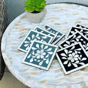 Posavasos con incrustaciones de hueso, posavasos para servir hueso, utensilios de cocina, vajilla, esteras y almohadillas hechas a mano, venta personalizada - Product Image 5