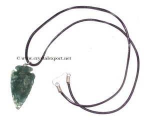 Best Value of Green Moss Agate Arrowheads Necklace : Green Moss Agate Arrowheads Necklace For Sale - Product Image 1