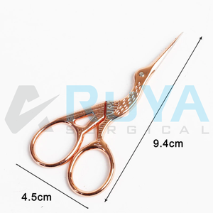 Ciseaux à ongles de broderie classique en acier inoxydable, accessoire de maquillage rétro, couleur or Rose, tigre, ciseaux à oiseaux Vintage, CE ISO, 4.5x9.5 cm - Product Image 4