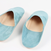 Babouches marocaines faites à la main pour femmes, en cuir véritable turquoise, luxe PALEO CHIC, légères, chaudes, anti-odeur, absorbant la transpiration, pour l'intérieur
