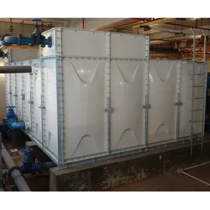 Smc tanque de água seccional em fibra de vidro, painéis seccionais retangulares de aço inoxidável da coreia, 200kg no sistema branco de tratamento de água pura