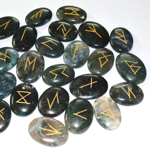 Wholesale Moss Agate Runes <b>Set</b> <b>Crystal</b> <b>Chakra</b> Stone Rune <b>Set</b> Gemstone for Healing Used As Healing Stone - Product Image 1