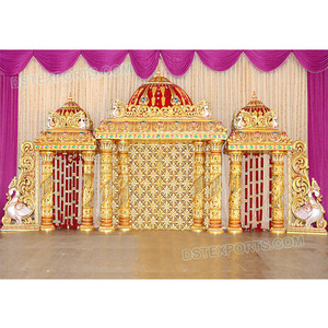Mandap de temple Manavarai en fibre pour mariage sri-lankais, couleur personnalisée, scène de mariage moderne et luxueuse portable pour événements aux États-Unis - Product Image 1