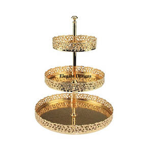 Set de cuatro soportes de Metal para pasteles, soporte para tartas de diseño hecho a mano, niquelado, estilo indio, el mejor precio - Product Image 4