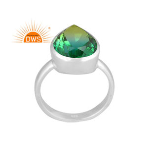 925 plata esterlina fina Natural Bio cromo diópsido doblete cuarzo piedra preciosa anillo apilable fabricante de joyas - Product Image 1