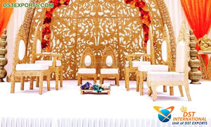 ชุดเก้าอี้มณฑปงานแต่งงานสีขาวทองสวยงาม  เก้าอี้มณฑปงานแต่งงานแบบดั้งเดิมของชาวฮินดู เก้าอี้มณฑปพิธีแต่งงานแบบอินเดีย - Product Image 5