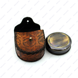 Premium Quality <b>Antique</b> Brass Magnetic Poem <b>Compass</b> with Leather Cover Vintage Navigation Pocket <b>Compass</b> Gift for Friends Family - Product Image 2