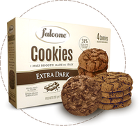 Biscuits Falcone au chocolat noir extra intense, 4 x 50g, fabriqués en Italie, casher, certifiés HACCP et ISO, traditionnels, durée de conservation de 18 mois