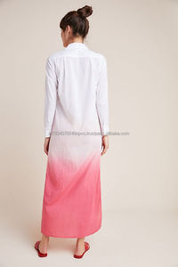 Robe longue Maxi pour femmes, vêtements de plage, Style Ombre, Caftan Chic, couleur bonbon, pochette latérale, col, sexy - Product Image 2