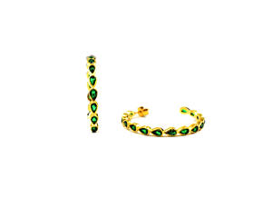 Ensemble de boucles d'oreilles Bali en argent sterling 925 plaqué or Onyx vert Boucles d'oreilles en pierres précieuses Paire de boucles d'oreilles en pierre - Product Image 4