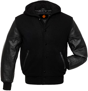 Veste universitaire Letterman personnalisée OEM Vente en gros Hommes en cuir véritable Col montant écologique Manches longues à bas prix - Product Image 2