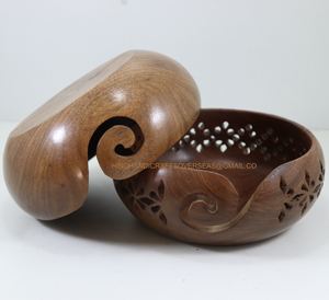 Soporte para bolas de hilo, cuencos de madera con aspecto antiguo para tejer a ganchillo, disponible en varios tamaños de la India - Product Image 6