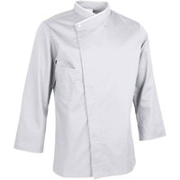 Jaket Koki Kerah Silang Unisex Custom OEM Grosir, Bahan Poplin Polyester/Katun Lengan Panjang, Seragam Restoran