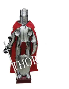 Mittelalterlicher tragbarer Ritter Kreuzer kompletter Rüstungsanzug sammelbare Stoffhosen mit individuellem Logo Übergröße für Erwachsene
