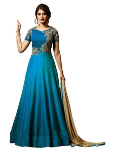 Embroidery Silk Salwar Suit Latest Indian Women Adults India Pakistan <b>Machine</b> Wash Dry <b>Clean</b> Multi Color Wedding 500 Garment - Product Image 3