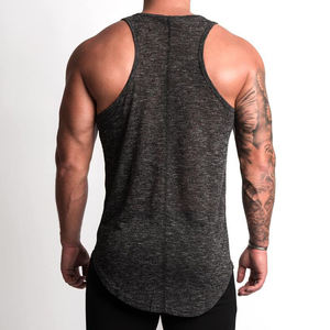 Débardeur de sport sans manches de couleur unie pour hommes, équipement d'entraînement tricoté de grande taille avec ourlet délavé et fentes latérales pour la musculation - Product Image 6