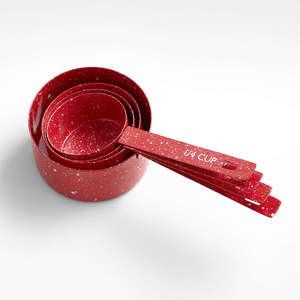 Tazas y cucharas medidoras de acero inoxidable con recubrimiento en polvo con color rojo clásico para artículos de hotel y utensilios de cocina para hornear - Product Image 2