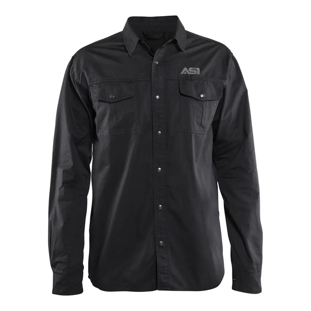 Премиум качество 100% хлопок саржа с длинным рукавом Рабочая Рубашка Черная защитная одежда для мужчин
