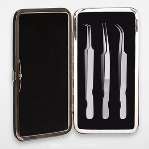 Ensemble de pinces à cils en acier de qualité supérieure 2026 avec 3 boîtes de rangement de type mallette pour un rangement pratique - Product Image 1