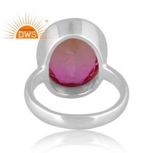 Bague en argent sterling fin fait à la main de créateur naturel bio rose doublet quartz pierres précieuses empilables fabricant de bijoux - Product Image 4