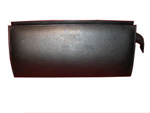 Sac de maquillage en cuir véritable avec fermeture éclair de couleur marron, logo personnalisé en gros, promotionnel - Product Image 5