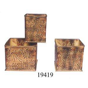 Jardinière décorative en métal de jardin à la maison de vente chaude avec des pots de fleurs de jardin antiques bruns ensemble de 3 pièces - Product Image 3