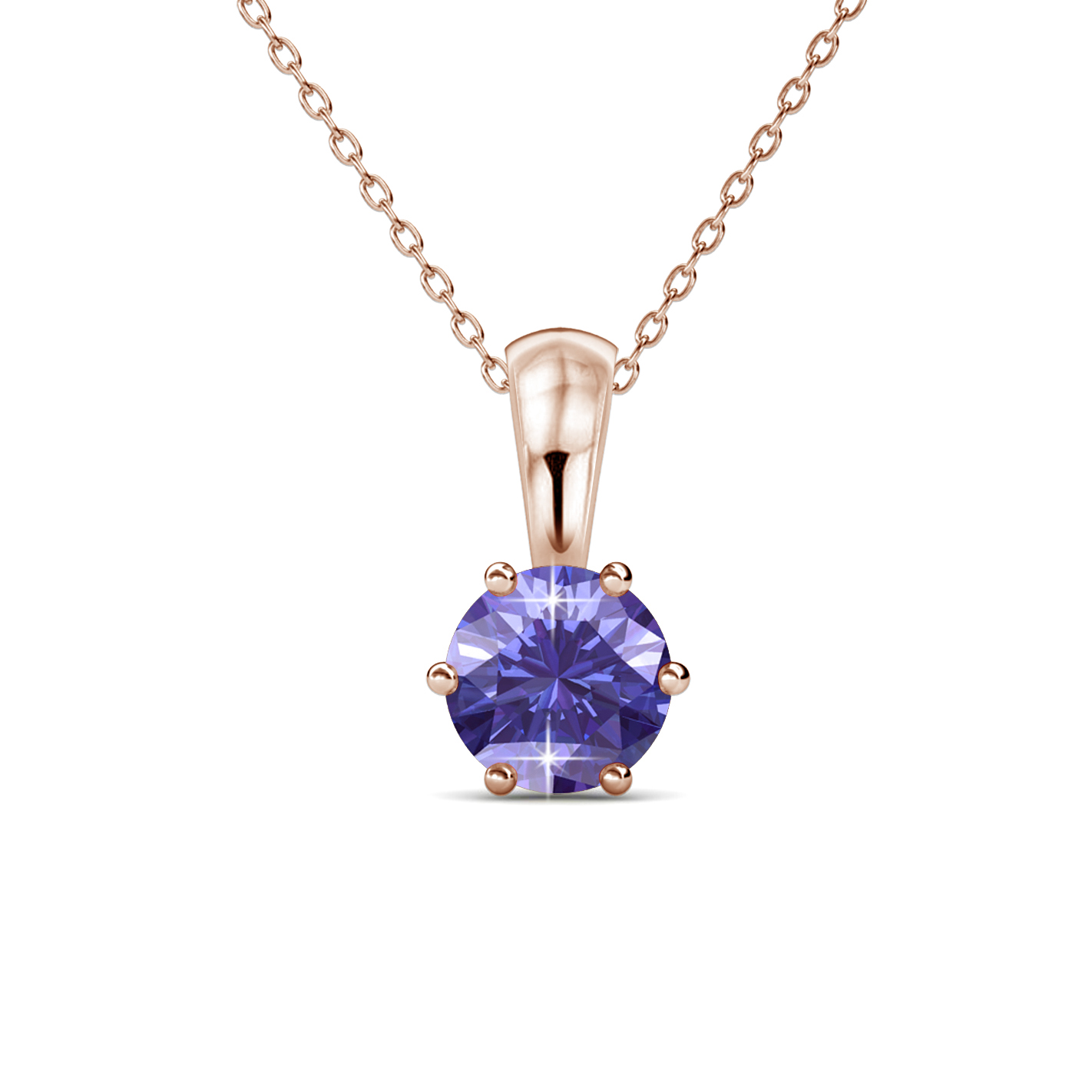 Brass 18k Rose Gold Plated Pendant - Amethyst