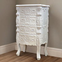 Commode en bois sculpté de style français commode haute 4 tiroirs avec peinture blanche pour salon ou chambre à coucher meubles de maison