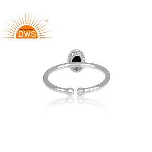 ทำด้วยมือสีดำกระดูกสันหลังเครื่องประดับแหวนพลอยปรับ925เงินสเตอร์ลิงแหวนมงกุฎผู้ผลิตเครื่องประดับ - Product Image 4