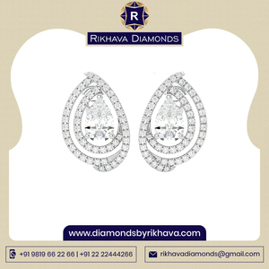 Pendientes de oro blanco puro de 10K con diamantes reales Pendientes de diamantes elegantes a la venta - Product Image 2