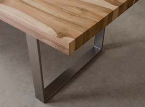 Mesa de comedor de madera maciza de muebles modernos simples de lujo, mesa de oficina con patas de metal - Product Image 4