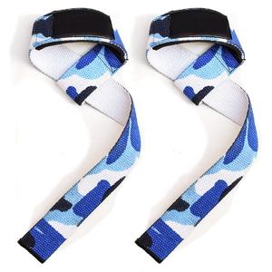 Custom Blue Camo Gym Lifting Straps <b>Weight</b> Lifting Heavy Duty Neoprene Padded Wear-Resistant 1 Pair <b>Wrist</b> Wraps Unisex - Product Image 1