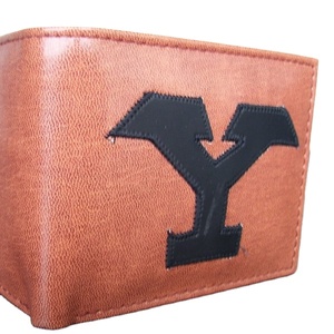 Brown Color Y Alphabet Unisex PU <b>Trifold</b> <b>Wallets</b> with Hook & Loop Closure Durable Faux Leather Lining - Product Image 1