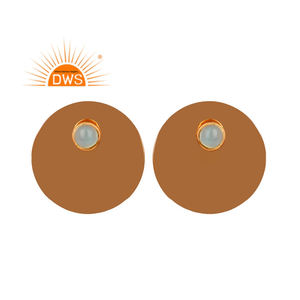 Boucles d'oreilles en chalcédoine aqua en gros, design rond, plaqué or rose 14 carats, boucles d'oreilles à clous en argent, bijoux, collection classique - Product Image 1