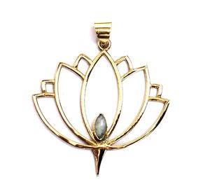 เครื่องประดับทองเหลืองสไตล์โบฮีเมียนสำหรับผู้หญิงจี้พลอยเทอร์คอยส์สลักการตั้งค่าฝา - Product Image 2