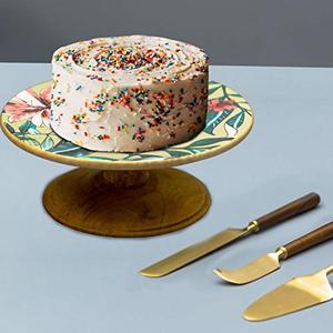 Round Acacia Wood and enamel <b>Cake</b> <b>stand</b> for Cupcake Dessert Serving Tray Display <b>Cake</b> <b>Stand</b> kitchenware accessories - Product Image 3