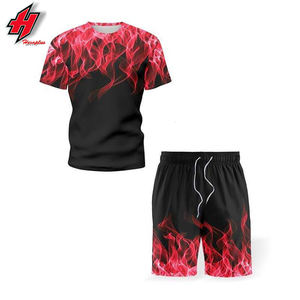 Conjunto de pantalones cortos y camiseta personalizada unisex, ropa de calle de dos piezas de gran tamaño para hombre, tops y pantalones en blanco de verano de talla grande - Product Image 4