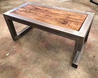 Meubles industriels, design moderne, table basse en bois de manguier massif, table de salon, table basse d'extérieur