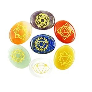 Chất Lượng Cao 7 Chakra Oval Shape Khắc Reiki <span class=keywords><strong>Set</strong></span> Cho Bán Buôn Bảy Chakra Rune Đặt Mua Từ N H Agate - Product Image 5