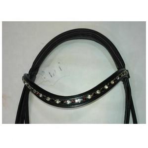 Venta caliente Durable English Noseband Anatomic Headpiece Crystal Wave Brow Band con brida de caballo de cuero fabricada en India - Product Image 3