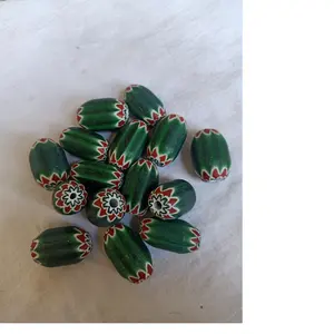 custom made green chevron glass beads in size 25 mm suitable for jewelry designers and bead stores