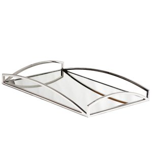 Decorative Steel and Glass Serving <b>Tray</b> Nickle Nickle Plated Handmade Platter Classic Stylish Fancy New <b>Mirror</b> Serving <b>Tray</b> - Product Image 1